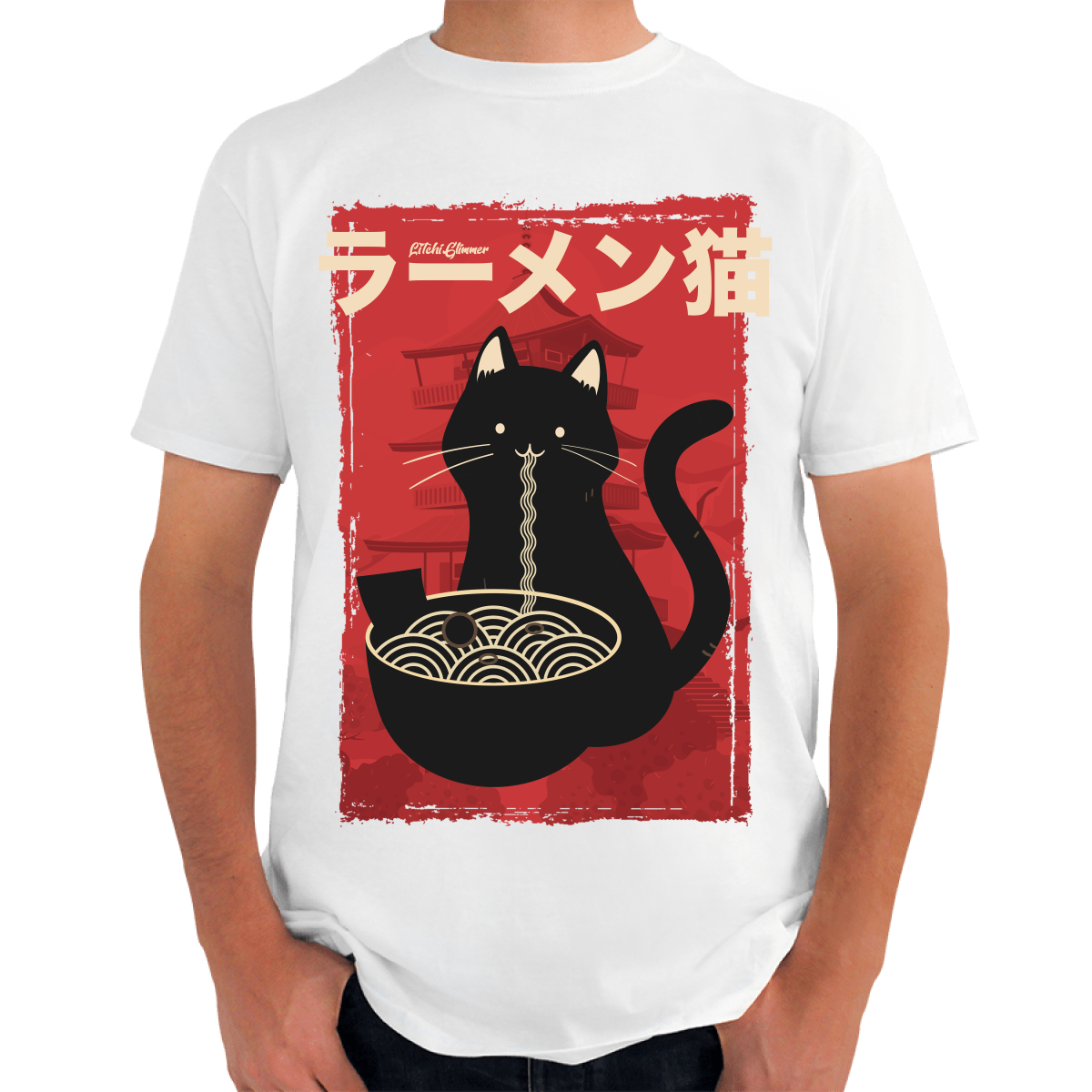 PLAYERA HOMBRE LITCHI RAMEN CAT